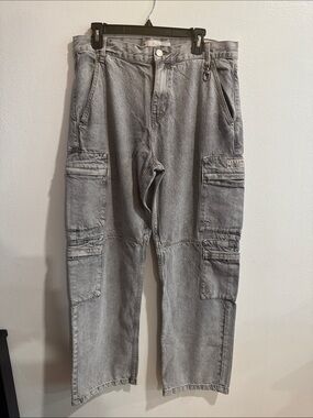 Pacsun Washed Gray Baggy Cargo Jeans size 32x32